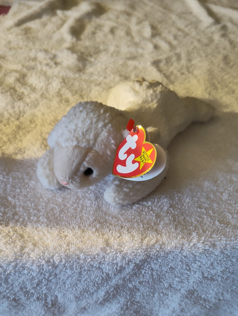 Ty White Lamb Plush with TY Tag. Rare Retired